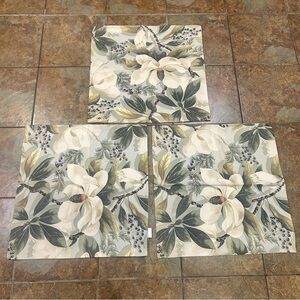 Pottery Barn Floral Pillow Sham Set 3 Linen Blend Magnolia Romantic Garden